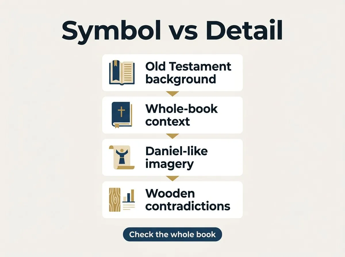 Infographic checklist for distinguishing symbolic imagery from literal detail in Revelation.