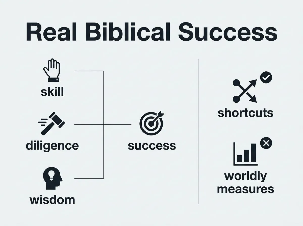 Infographic showing skill, diligence, wisdom, and avoiding shortcuts