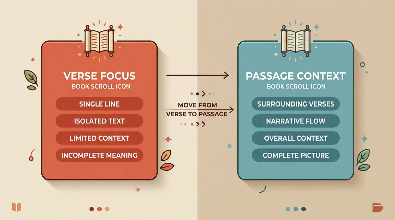 Split layout showing verse to book and audience context
