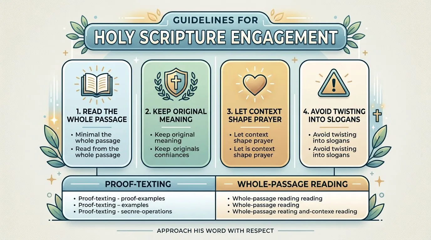 Infographic checklist showing how to use Bible verses without proof-texting.