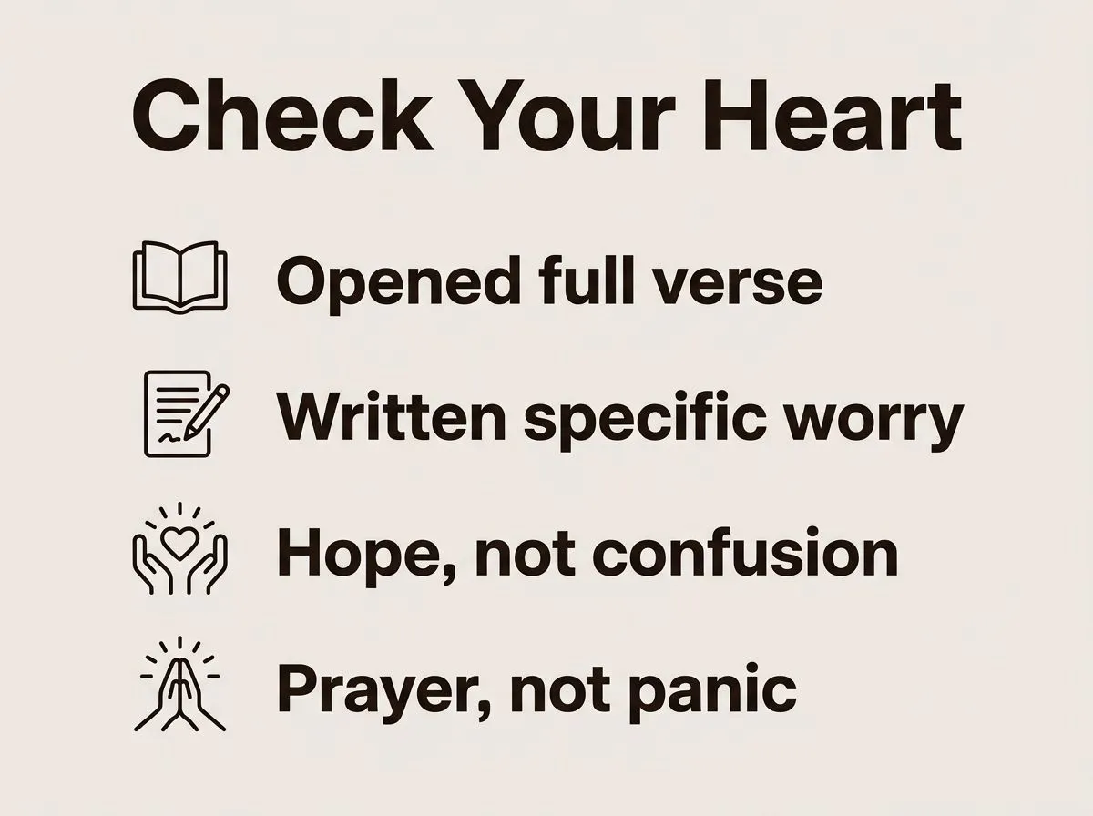 Checklist infographic for verifying you read Jeremiah 29:11 fully and respond with hope rather than confusion.